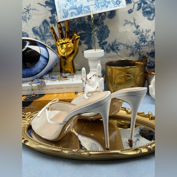 🆕 BLACK SUEDE STUDIO 🧿 NWOB Sammie 100 White Mesh Bow Mule Sandals, Sz 40 US9 - Picture 8 of 16